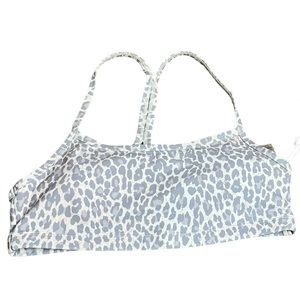 NWT Johnny Was Calme Gray White Endurance Crossback Sports Bra Size M